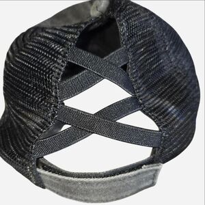🖤 Black Distressed Ponytail Mesh Hat with Back Straps 🖤